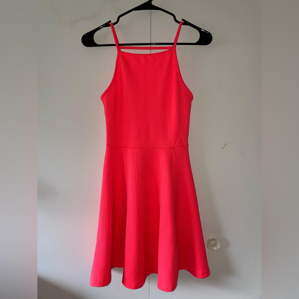 Coral Fit & Flare Dress
